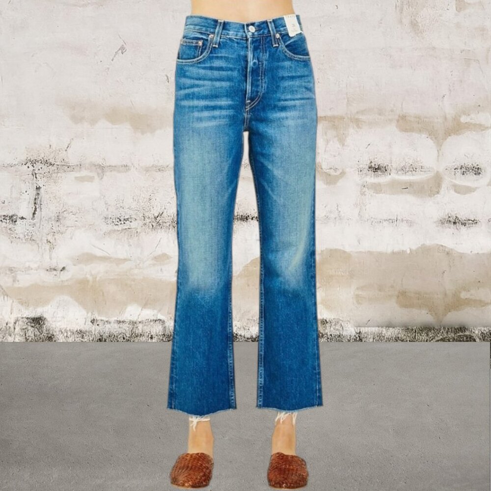Trave Women's Gia Cropped Straight Blue Jeans Size 29